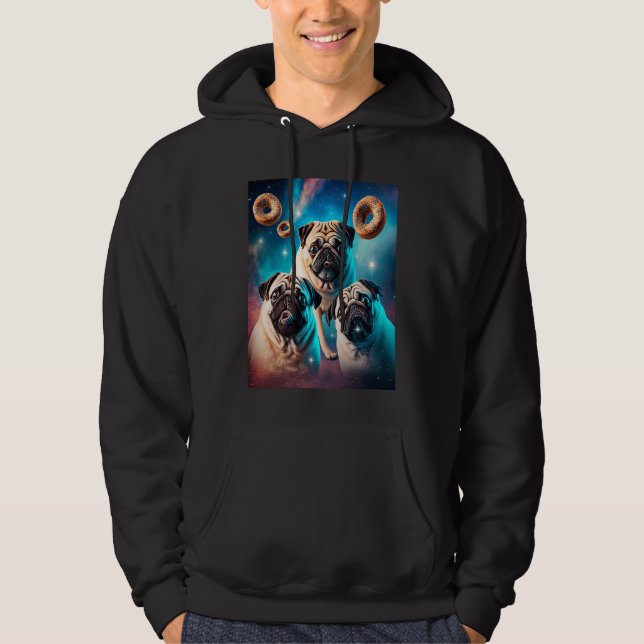 Sudadera Pugs In Space With Donuts Cute Pug Boys Girls Men  (Anverso)