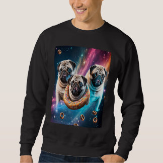 Sudadera Pugs In Space With Donuts Cute Pug Boys Girls Men
