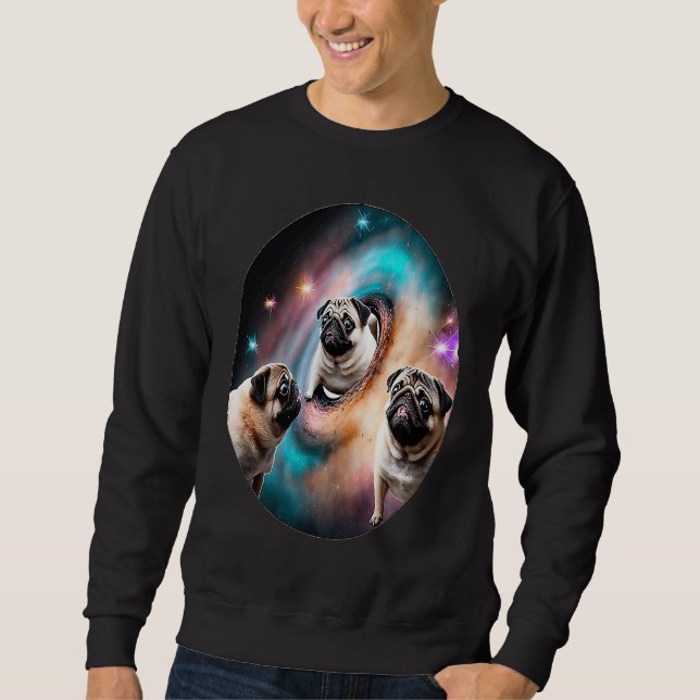 Sudadera Pugs In Space With Donuts Cute Pug Boys Girls Men  (Anverso)