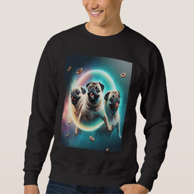 Sudadera Pugs In Space With Donuts Cute Pug Boys Girls Men  (Anverso)