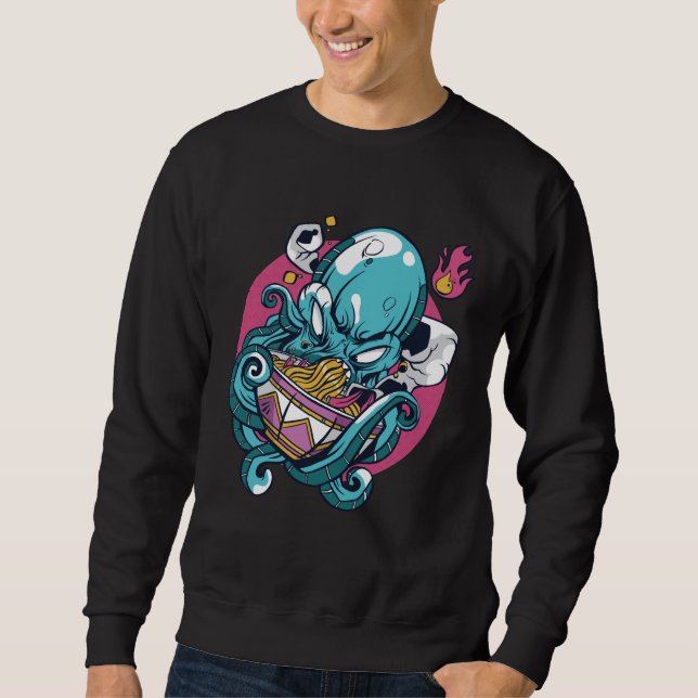 Sudadera Pulpo Enojado Comiendo Tazón de Ramen (Anverso)