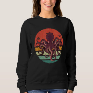 Sudadera Pulpo Kraken Sepia Atardecer Retro