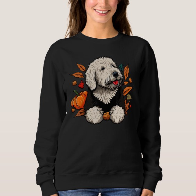 Sudadera Pumpkin Old English Sheepdog costume on Bobtail Ha (Anverso)