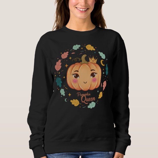 Sudadera Pumpkin Queen – Cute Minimalist Halloween Aestheti (Anverso)