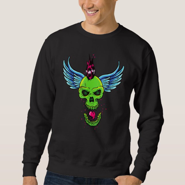 Sudadera Punk Rock Skull Pagan ateo satánico contra la igle (Anverso)