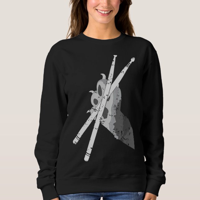 Sudadera Punk Rockstar Kitten Kitty Cat Drummer Playing (Anverso)