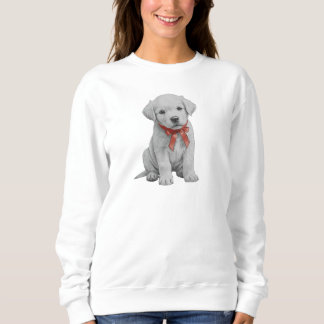 Sudadera Puppy with Red Bow Sweatshirt Cute Puppy Crewneck