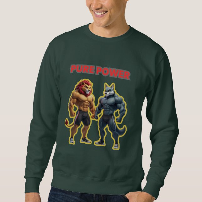 Sudadera Pure Power – Strong Animal Muscle Cartoon Design (Anverso)