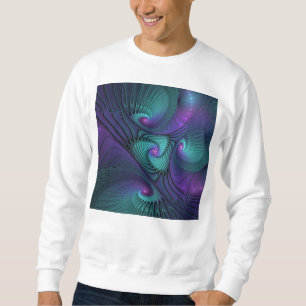 Sudadera Purple Meets Turquoise Moderno Resumen Arte Fracta