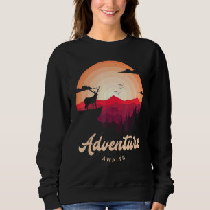 Sudadera Purple Sunset Mountain Deer Forest Adventure