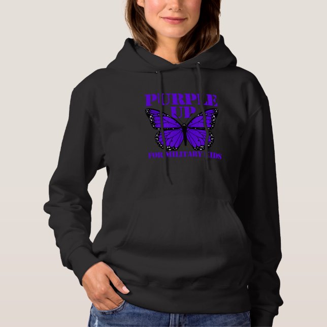 Sudadera Purple Up For Military Kids Butterfly Girls Purple (Anverso)