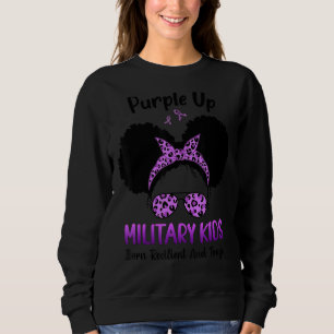 Sudadera Purple Up For Military Kids Menor Mes Messy Bun