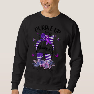Sudadera Purple Up For Military Kids Menor Mes Messy Bun