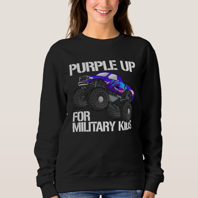 Sudadera Purple Up For Military Kids Monster Truck Boys Pur (Anverso)