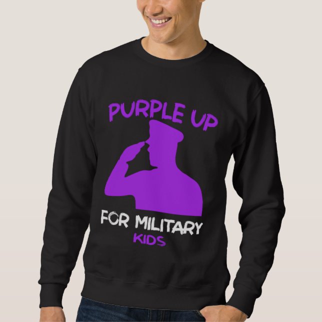 Sudadera Purple Up In April Month Military Child MOMC Milit (Anverso)