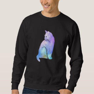 Sudadera Púrpura acuarela Fun Cat Art Fur Meow Animal