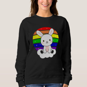 Sudadera Purpurina arcoiris conejo Kawaii colorido