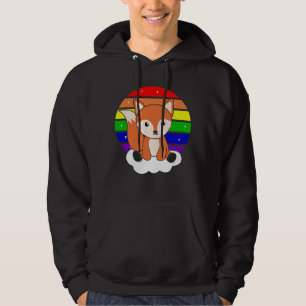 Sudadera Purpurina arcoiris de Fox, Naranja de Kawaii