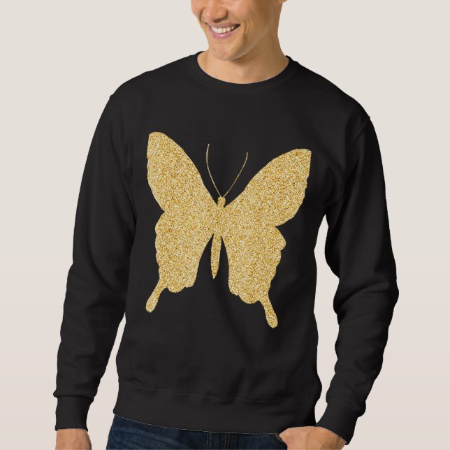 Sudadera Purpurina de oro mariposa Bling Butterfly Lover (Anverso)