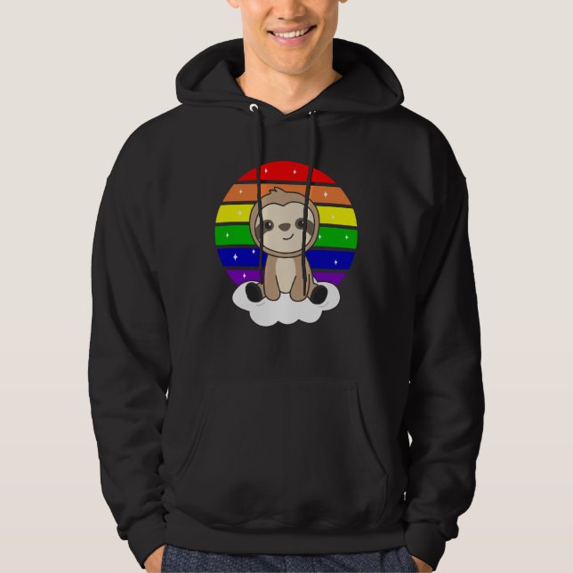 Sudadera Purpurina eslovaco arcoiris Kawaii Sloth Colorful (Anverso)