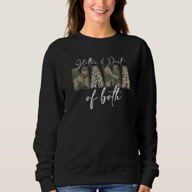 Sudadera Purpurina Leopardo, Mamá De Ambos Camuflajes (Anverso)