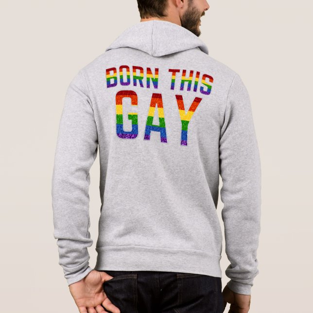 Sudadera PURPURINA LGBT del arcoiris nació este gay (Reverso)