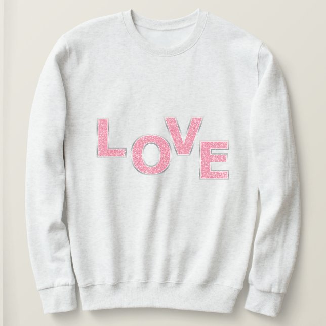 Sudadera Purpurina Rosa de Amor (Anverso del diseño)