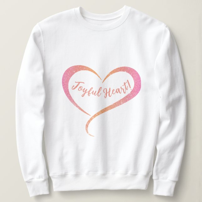 Sudadera Purpurina rosa naranja Camiseta de corazón alegre (Anverso del diseño)