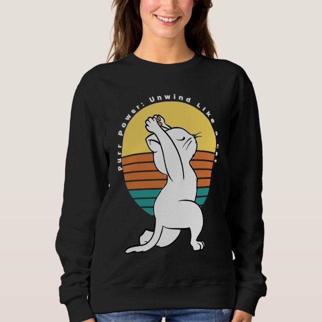 Sudadera Purr Power Unwind Like A Cat Retro Yoga Cat Presen (Anverso)