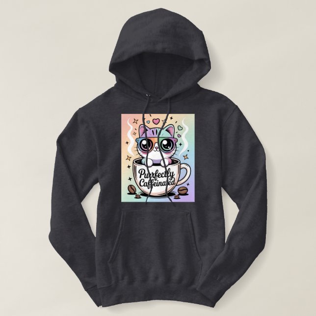 Sudadera Purrfectly Caffeinated (Diseño del anverso)
