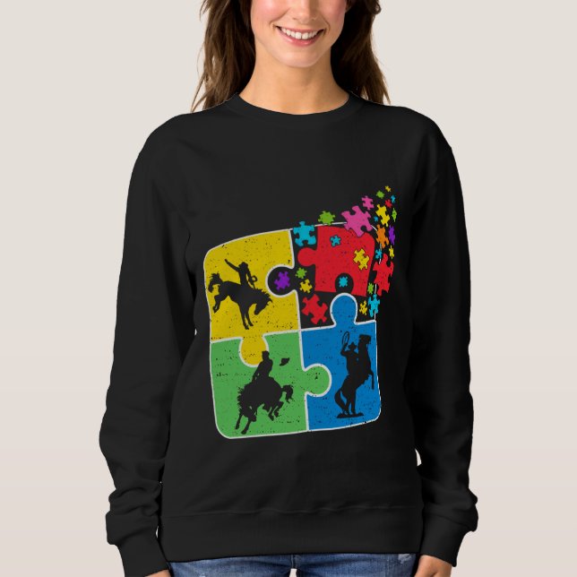 Sudadera Puzzle Apoyo Ecuestre Autismo Sensibilización Homb (Anverso)
