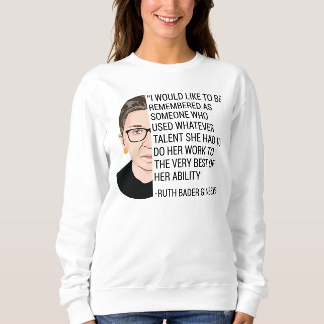 Sudadera QEPD tributo a RBG Ruth Bader Ginsburg (Anverso)