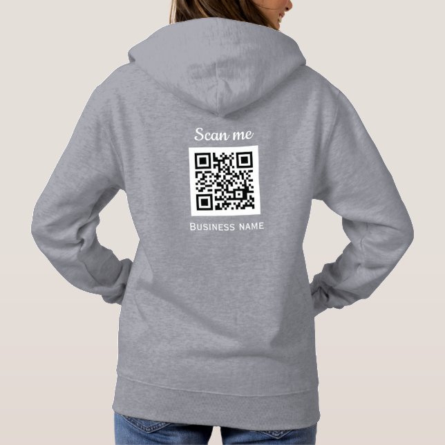 Sudadera QR Code Business Logo Profesional Gris Moderno (Reverso)