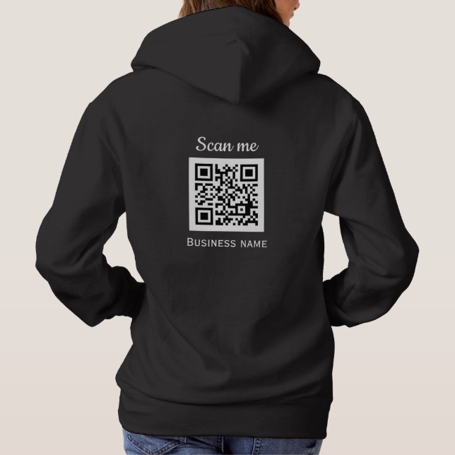 Sudadera QR Code Business Logo Profesional Negro Moderno (Reverso)