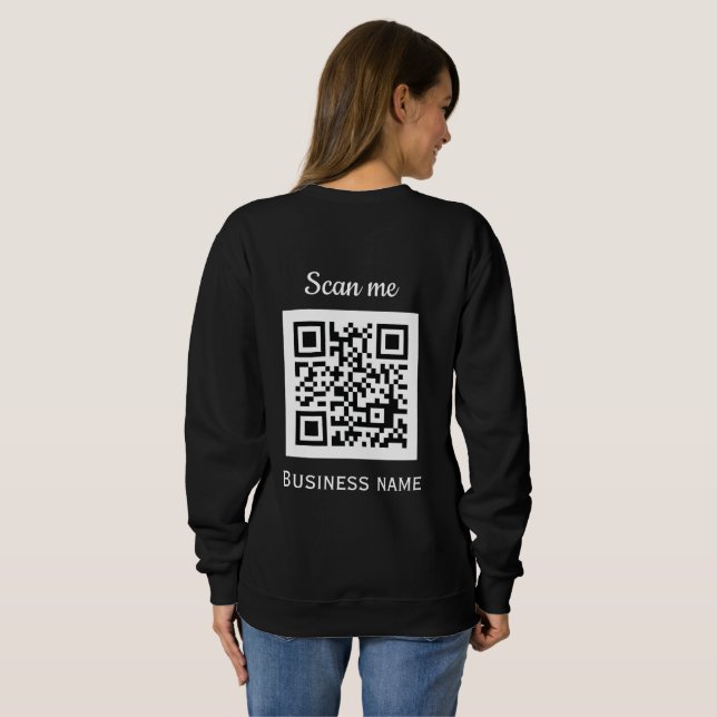Sudadera QR Code Business Logo Profesional Negro Moderno (Reverso completo)