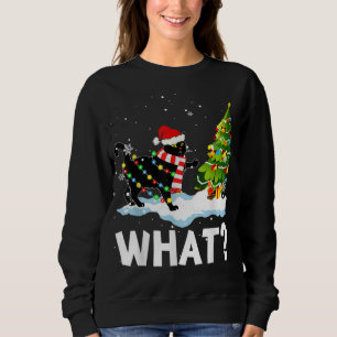 Sudadera Qué curioso gato de Santa Cat apretando navidad na