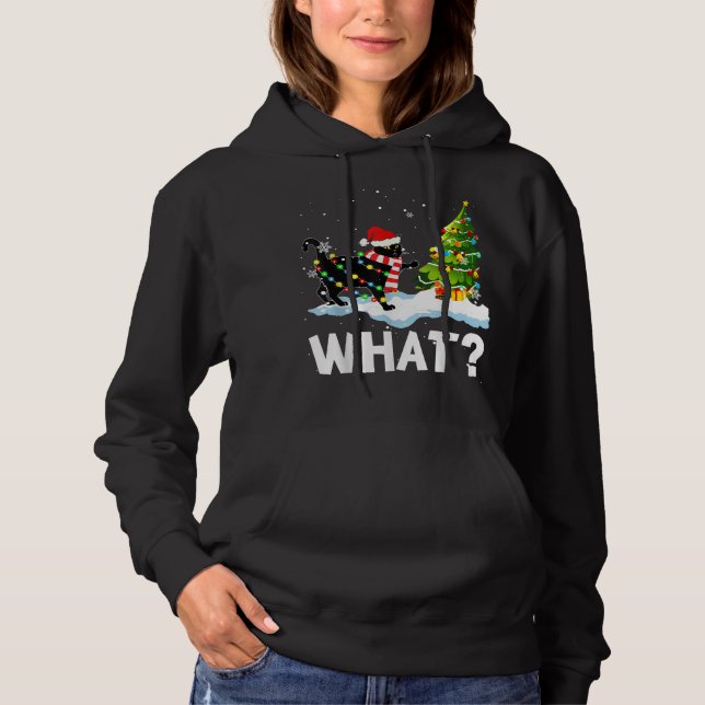 Sudadera Qué curioso gato de Santa Cat apretando navidad na (Anverso)