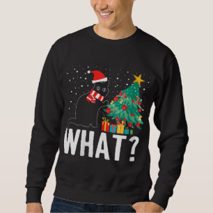 Sudadera Qué Gato Negro Fundido Presionando Árbol De Navida