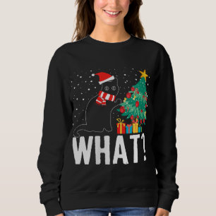 Sudadera Qué Gato Negro Fundido Presionando Árbol De Navida