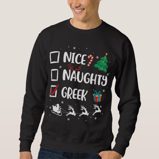 Sudadera Qué graciosos Navidades griegos graciosos Santa Ha (Anverso)