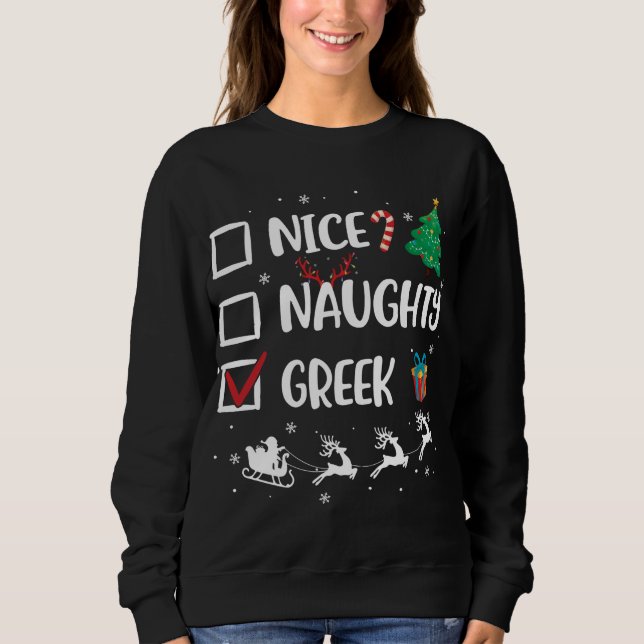 Sudadera Qué graciosos Navidades griegos graciosos Santa Ha (Anverso)
