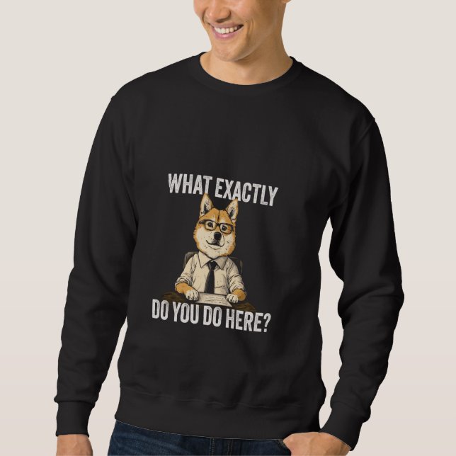 Sudadera Qué Hace Exactamente Aquí Tee Funny DOGE Meme (Anverso)