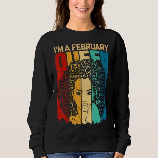 Sudadera Queens Febrero Cumpleaños Mujeres Negras Afro Amér (Anverso)