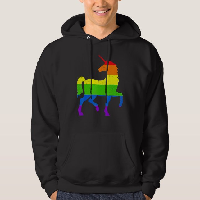 Sudadera Queer Gay Pride Month Rainbow Flag Fantasy Unicorn (Anverso)