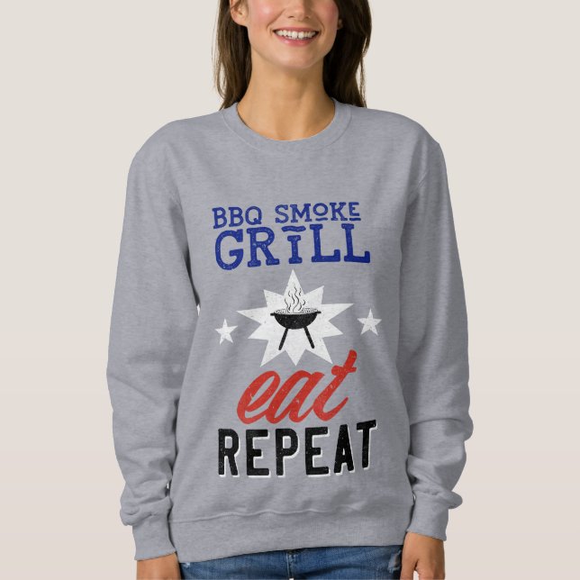 Sudadera Quema de humo de barbacoa que come REPEAT Rústica  (Anverso)