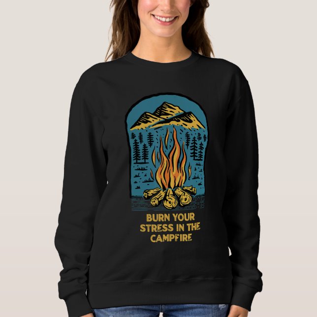 Sudadera Quemar Su Estrés En El Camperador De Campfire H (Anverso)