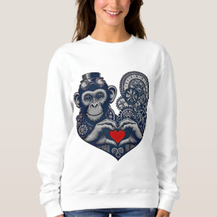 Sudadera Querido mono steampunk con corazón rojo