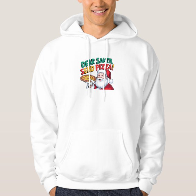 Sudadera Querido Papá Noel, envía pizza a estos Navidades (Anverso)