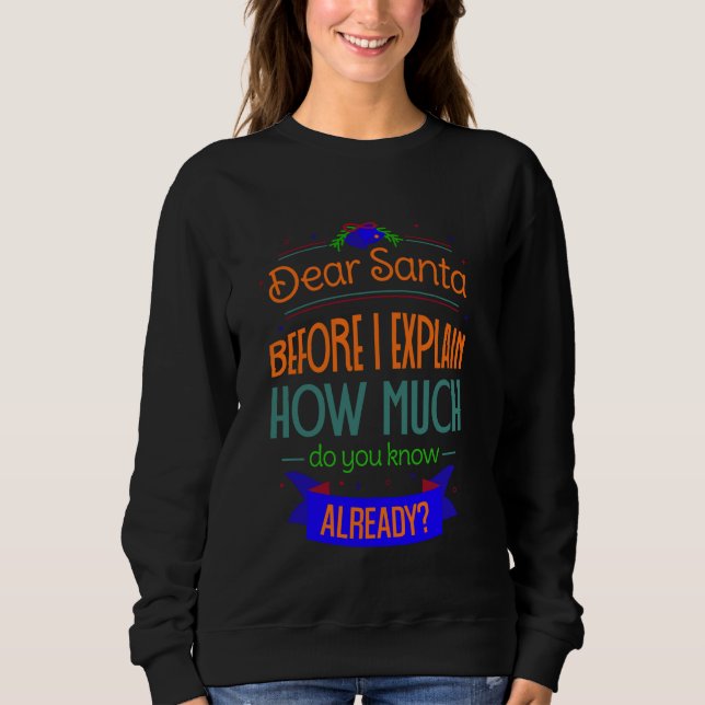Sudadera Querido Santa antes de explicarlo. Cuánto sabes (Anverso)