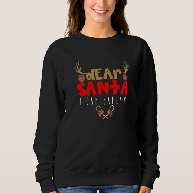 Sudadera Querido Santa I: Puedo explicar a Candy Antlers Az (Anverso)